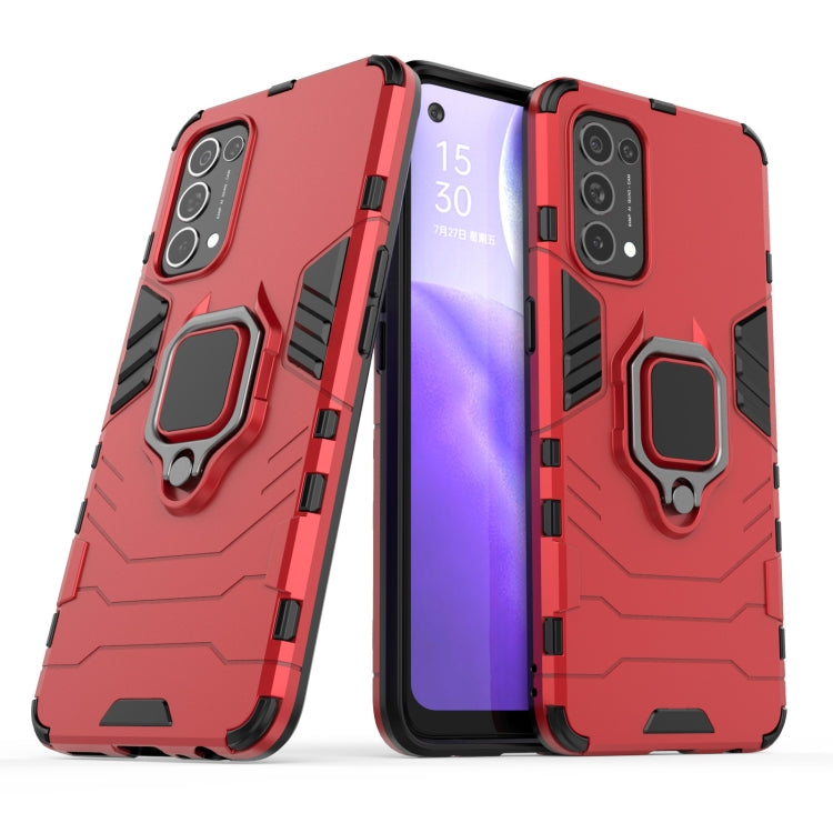 For OPPO Reno5 PC + TPU Shockproof Protective Case with Magnetic Ring Holder(Red) - OPPO Cases by buy2fix | Online Shopping UK | buy2fix