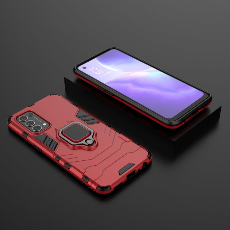 For OPPO Reno5 PC + TPU Shockproof Protective Case with Magnetic Ring Holder(Red) - OPPO Cases by buy2fix | Online Shopping UK | buy2fix