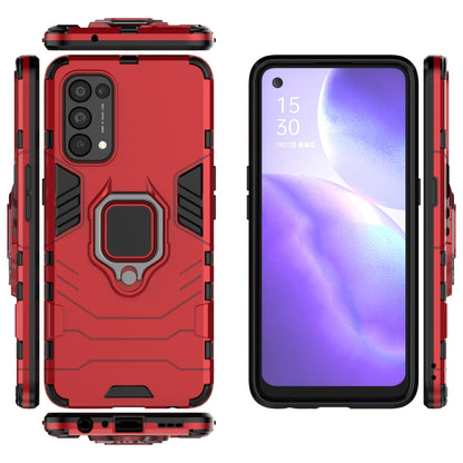 For OPPO Reno5 PC + TPU Shockproof Protective Case with Magnetic Ring Holder(Red) - OPPO Cases by buy2fix | Online Shopping UK | buy2fix