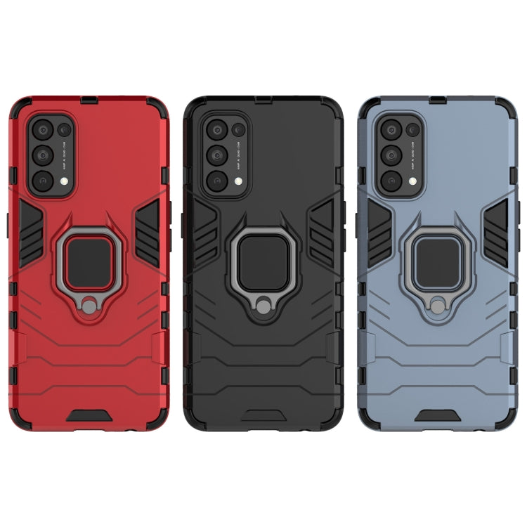 For OPPO Reno5 PC + TPU Shockproof Protective Case with Magnetic Ring Holder(Red) - OPPO Cases by buy2fix | Online Shopping UK | buy2fix