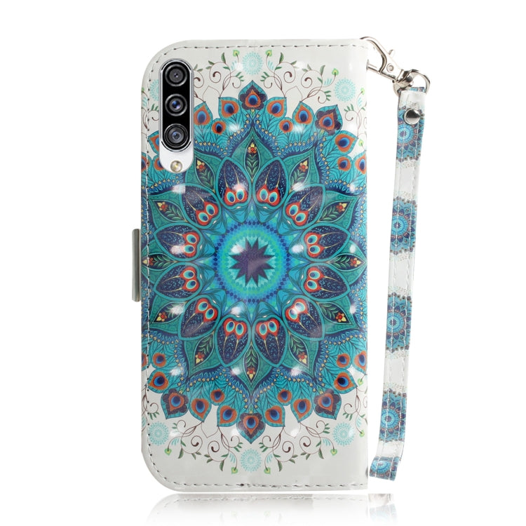 For Galaxy A30s 3D Colored Drawing Horizontal Flip Leather Case with Holder & Card Slot & Wallet & Lanyard(Peacock Wreath) by buy2fix
