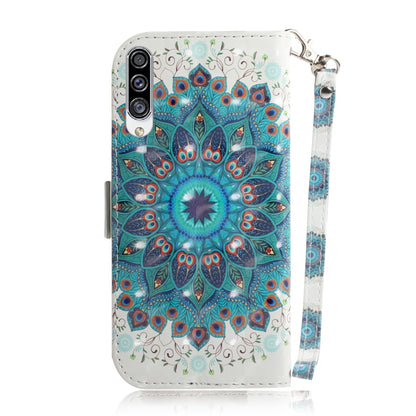 For Galaxy A30s 3D Colored Drawing Horizontal Flip Leather Case with Holder & Card Slot & Wallet & Lanyard(Peacock Wreath) by buy2fix