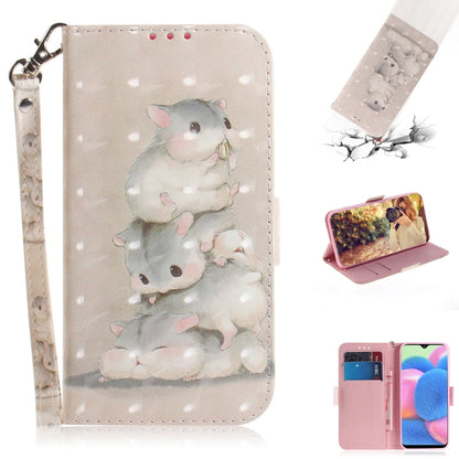 For Galaxy A30s 3D Colored Drawing Horizontal Flip Leather Case with Holder & Card Slot & Wallet & Lanyard(Squirrels) by buy2fix