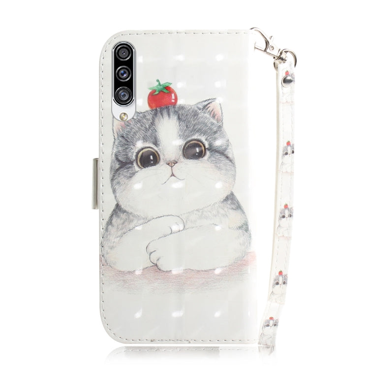 For Galaxy A30s 3D Colored Drawing Horizontal Flip Leather Case with Holder & Card Slot & Wallet & Lanyard(Cute Cat) by buy2fix