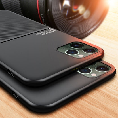 For iPhone 11 Classic Tilt Strip Grain Magnetic Shockproof PC + TPU Case (Black) - iPhone 11 Cases by buy2fix | Online Shopping UK | buy2fix