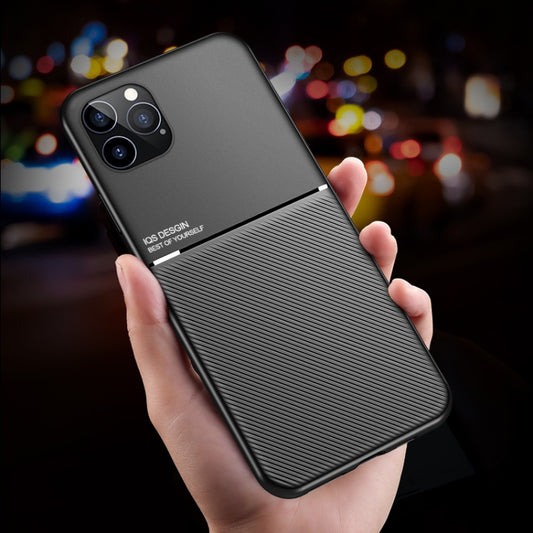 For iPhone 12 / 12 Pro Classic Tilt Strip Grain Magnetic Shockproof PC + TPU Case(Black) - iPhone 12 / 12 Pro Cases by buy2fix | Online Shopping UK | buy2fix