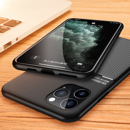 For iPhone 12 / 12 Pro Classic Tilt Strip Grain Magnetic Shockproof PC + TPU Case(Black) - iPhone 12 / 12 Pro Cases by buy2fix | Online Shopping UK | buy2fix