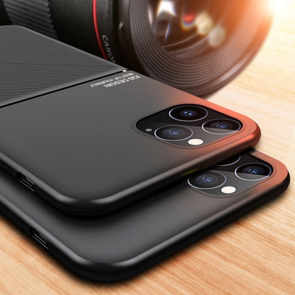 For iPhone 12 / 12 Pro Classic Tilt Strip Grain Magnetic Shockproof PC + TPU Case(Black) - iPhone 12 / 12 Pro Cases by buy2fix | Online Shopping UK | buy2fix