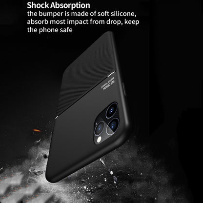 For iPhone 12 / 12 Pro Classic Tilt Strip Grain Magnetic Shockproof PC + TPU Case(Black) - iPhone 12 / 12 Pro Cases by buy2fix | Online Shopping UK | buy2fix