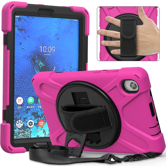 For Lenovo Tab M8 (2020) TB-8705F 8.0 inch Shockproof Colorful Silicone + PC Protective Case with Holder & Shoulder Strap & Hand Strap(Rose Red) - Other Galaxy Tab PC by buy2fix | Online Shopping UK | buy2fix
