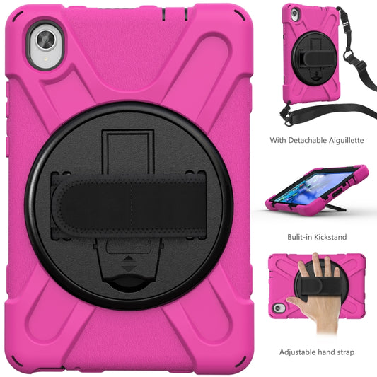 For Lenovo Tab M8 (2020) TB-8705F 8.0 inch Shockproof Colorful Silicone + PC Protective Case with Holder & Shoulder Strap & Hand Strap(Rose Red) - Other Galaxy Tab PC by buy2fix | Online Shopping UK | buy2fix