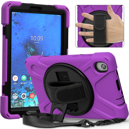 For Lenovo Tab M8 (2020) TB-8705F 8.0 inch Shockproof Colorful Silicone + PC Protective Case with Holder & Shoulder Strap & Hand Strap(Purple) - Other Galaxy Tab PC by buy2fix | Online Shopping UK | buy2fix