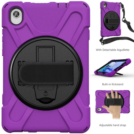 For Lenovo Tab M8 (2020) TB-8705F 8.0 inch Shockproof Colorful Silicone + PC Protective Case with Holder & Shoulder Strap & Hand Strap(Purple) - Other Galaxy Tab PC by buy2fix | Online Shopping UK | buy2fix