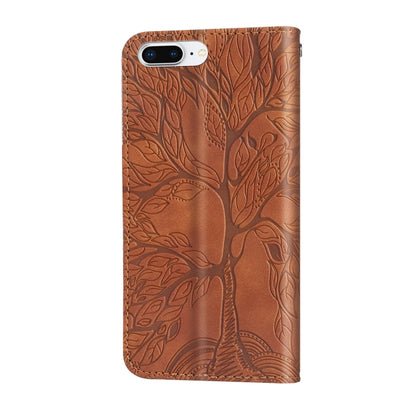 Life of Tree Embossing Pattern Horizontal Flip Leather Case with Holder & Card Slot & Wallet & Photo Frame & Lanyard For iPhone 8 Plus & 7 Plus(Brown) - More iPhone Cases by buy2fix | Online Shopping UK | buy2fix