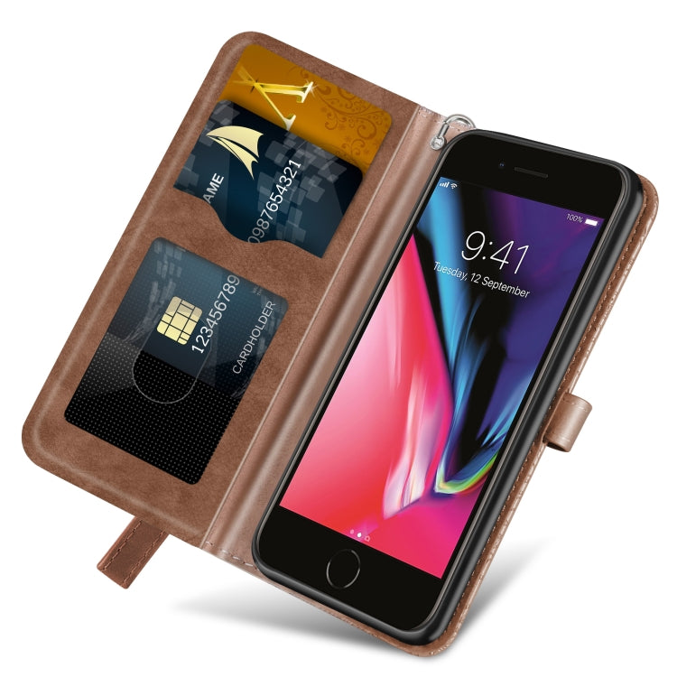 Life of Tree Embossing Pattern Horizontal Flip Leather Case with Holder & Card Slot & Wallet & Photo Frame & Lanyard For iPhone 8 Plus & 7 Plus(Brown) - More iPhone Cases by buy2fix | Online Shopping UK | buy2fix