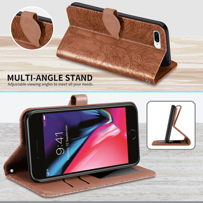 Life of Tree Embossing Pattern Horizontal Flip Leather Case with Holder & Card Slot & Wallet & Photo Frame & Lanyard For iPhone 8 Plus & 7 Plus(Brown) - More iPhone Cases by buy2fix | Online Shopping UK | buy2fix