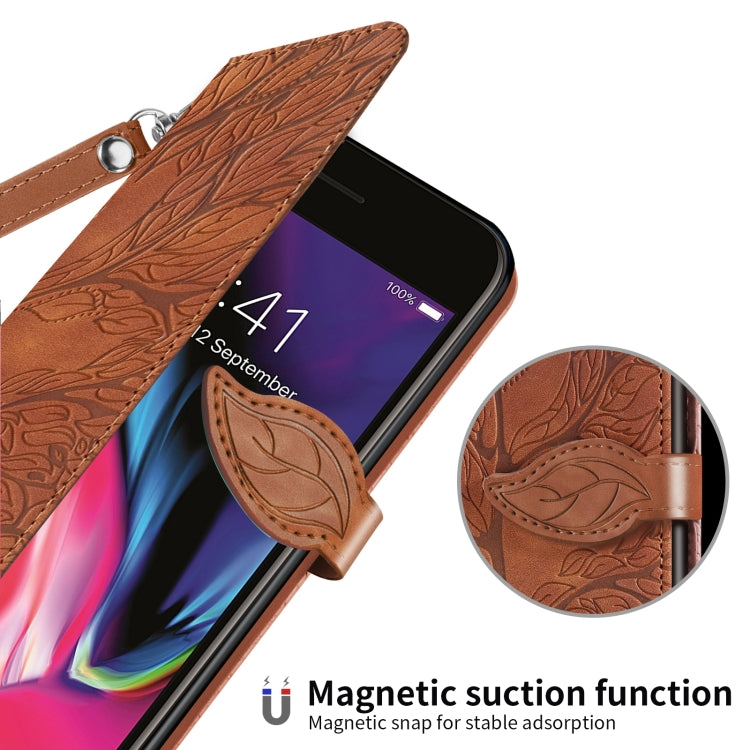 Life of Tree Embossing Pattern Horizontal Flip Leather Case with Holder & Card Slot & Wallet & Photo Frame & Lanyard For iPhone 8 Plus & 7 Plus(Brown) - More iPhone Cases by buy2fix | Online Shopping UK | buy2fix