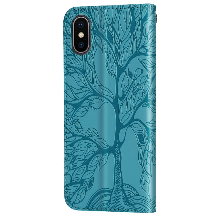 For iPhone XS Max Life of Tree Embossing Pattern Horizontal Flip Leather Case with Holder & Card Slot & Wallet & Photo Frame & Lanyard(Lake Blue) - More iPhone Cases by buy2fix | Online Shopping UK | buy2fix