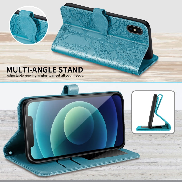 For iPhone XS Max Life of Tree Embossing Pattern Horizontal Flip Leather Case with Holder & Card Slot & Wallet & Photo Frame & Lanyard(Lake Blue) - More iPhone Cases by buy2fix | Online Shopping UK | buy2fix