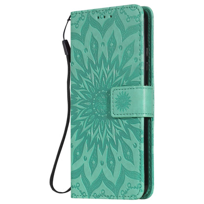 For LG K22 / K22 Plus Sun Embossing Pattern Horizontal Flip Leather Case with Card Slot & Holder & Wallet & Lanyard(Green) - LG Cases by buy2fix | Online Shopping UK | buy2fix