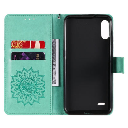 For LG K22 / K22 Plus Sun Embossing Pattern Horizontal Flip Leather Case with Card Slot & Holder & Wallet & Lanyard(Green) - LG Cases by buy2fix | Online Shopping UK | buy2fix