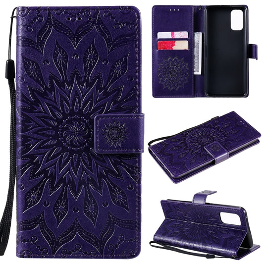 For OPPO Realme 7 Pro Sun Embossing Pattern Horizontal Flip Leather Case with Card Slot & Holder & Wallet & Lanyard(Purple) - Realme Cases by buy2fix | Online Shopping UK | buy2fix