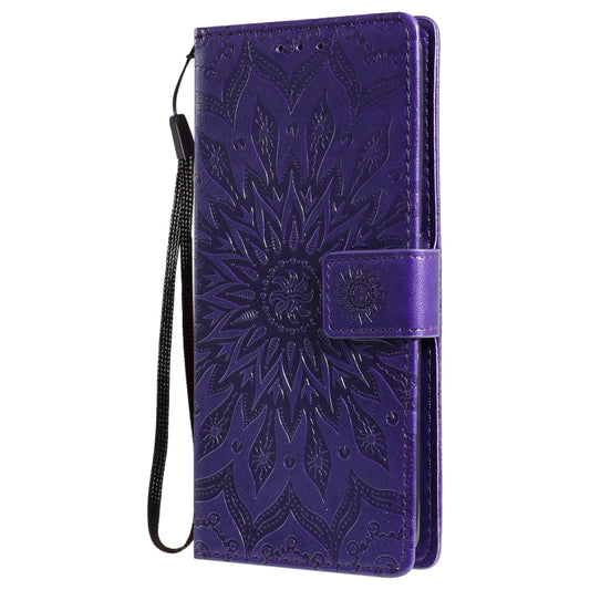 For OPPO Realme 7 Pro Sun Embossing Pattern Horizontal Flip Leather Case with Card Slot & Holder & Wallet & Lanyard(Purple) - Realme Cases by buy2fix | Online Shopping UK | buy2fix