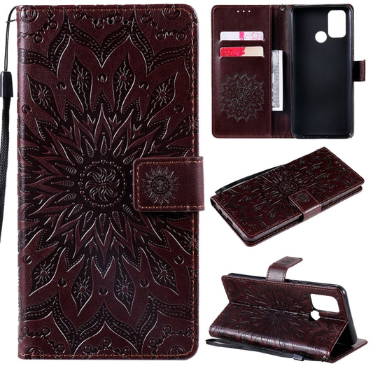 For OPPO Realme 7i / C17 Sun Embossing Pattern Horizontal Flip Leather Case with Card Slot & Holder & Wallet & Lanyard(Brown) - Realme Cases by buy2fix | Online Shopping UK | buy2fix