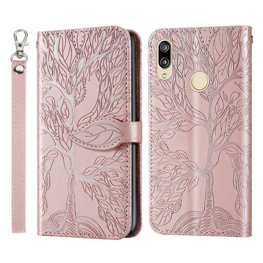 For Huawei P smart 2019 Life of Tree Embossing Pattern Horizontal Flip Leather Case with Holder & Card Slot & Wallet & Photo Frame & Lanyard(Rose Gold) - Huawei Cases by buy2fix | Online Shopping UK | buy2fix
