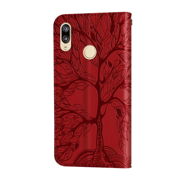 For Huawei P smart 2019 Life of Tree Embossing Pattern Horizontal Flip Leather Case with Holder & Card Slot & Wallet & Photo Frame & Lanyard(Red) - Huawei Cases by buy2fix | Online Shopping UK | buy2fix