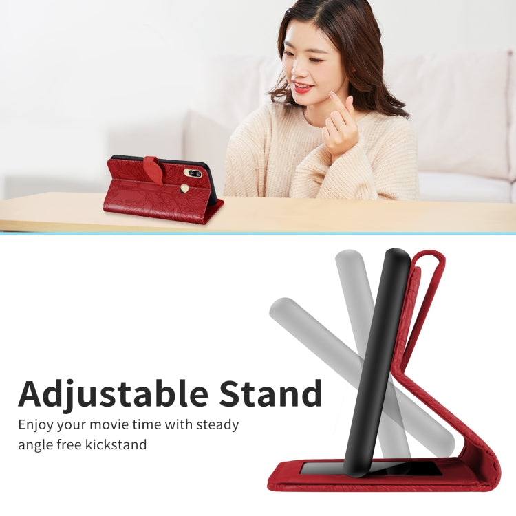 For Huawei P smart 2019 Life of Tree Embossing Pattern Horizontal Flip Leather Case with Holder & Card Slot & Wallet & Photo Frame & Lanyard(Red) - Huawei Cases by buy2fix | Online Shopping UK | buy2fix