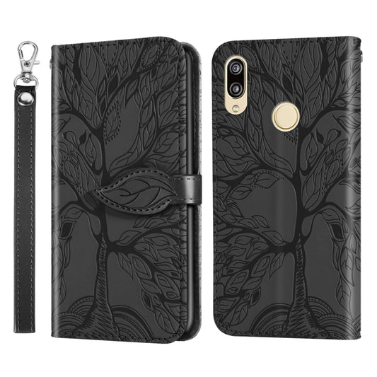 For Huawei P smart 2019 Life of Tree Embossing Pattern Horizontal Flip Leather Case with Holder & Card Slot & Wallet & Photo Frame & Lanyard(Black) - Huawei Cases by buy2fix | Online Shopping UK | buy2fix