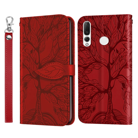 For Huawei P smart Z Life of Tree Embossing Pattern Horizontal Flip Leather Case with Holder & Card Slot & Wallet & Photo Frame & Lanyard(Red) - Huawei Cases by buy2fix | Online Shopping UK | buy2fix