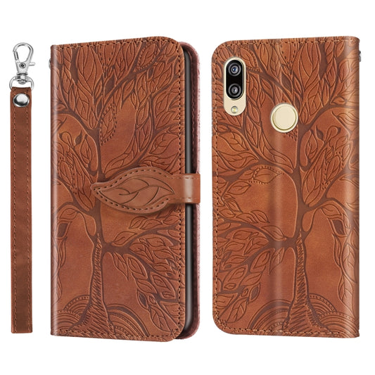 For Huawei P20 Lite Life of Tree Embossing Pattern Horizontal Flip Leather Case with Holder & Card Slot & Wallet & Photo Frame & Lanyard(Brown) - Huawei Cases by buy2fix | Online Shopping UK | buy2fix