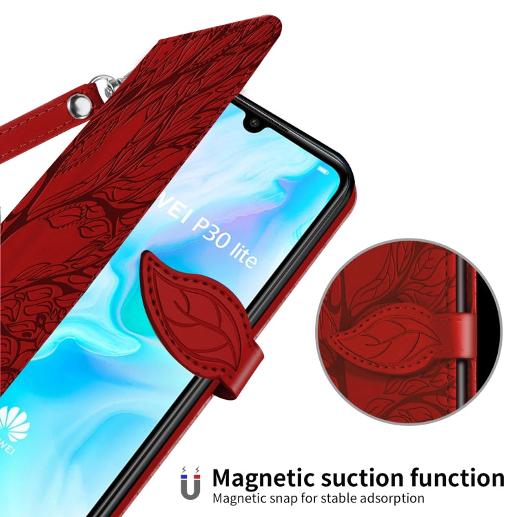 For Huawei P30 Lite Life of Tree Embossing Pattern Horizontal Flip Leather Case with Holder & Card Slot & Wallet & Photo Frame & Lanyard(Red) by buy2fix
