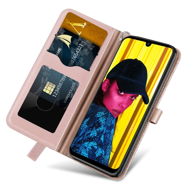 For Huawei Y7 Prime (2019) Life of Tree Embossing Pattern Horizontal Flip Leather Case with Holder & Card Slot & Wallet & Photo Frame & Lanyard(Rose Gold) by buy2fix