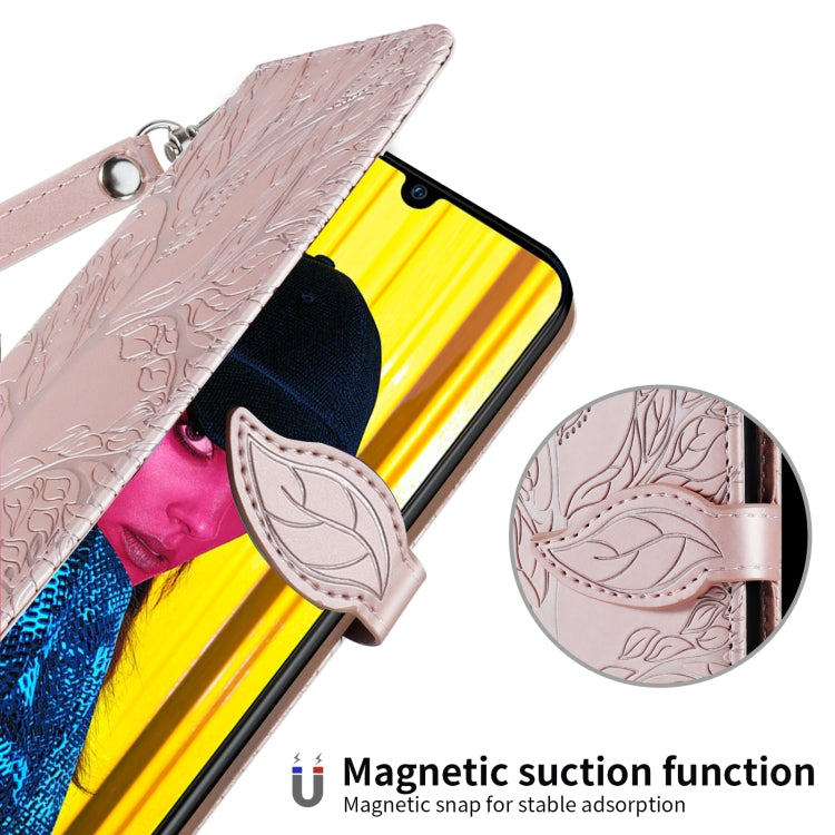 For Huawei Y7 Prime (2019) Life of Tree Embossing Pattern Horizontal Flip Leather Case with Holder & Card Slot & Wallet & Photo Frame & Lanyard(Rose Gold) by buy2fix