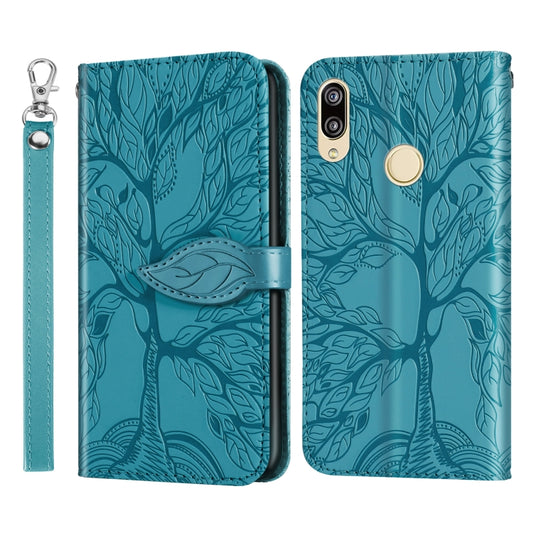 For Huawei Y7 Prime (2019) Life of Tree Embossing Pattern Horizontal Flip Leather Case with Holder & Card Slot & Wallet & Photo Frame & Lanyard(Blue) - Huawei Cases by buy2fix | Online Shopping UK | buy2fix