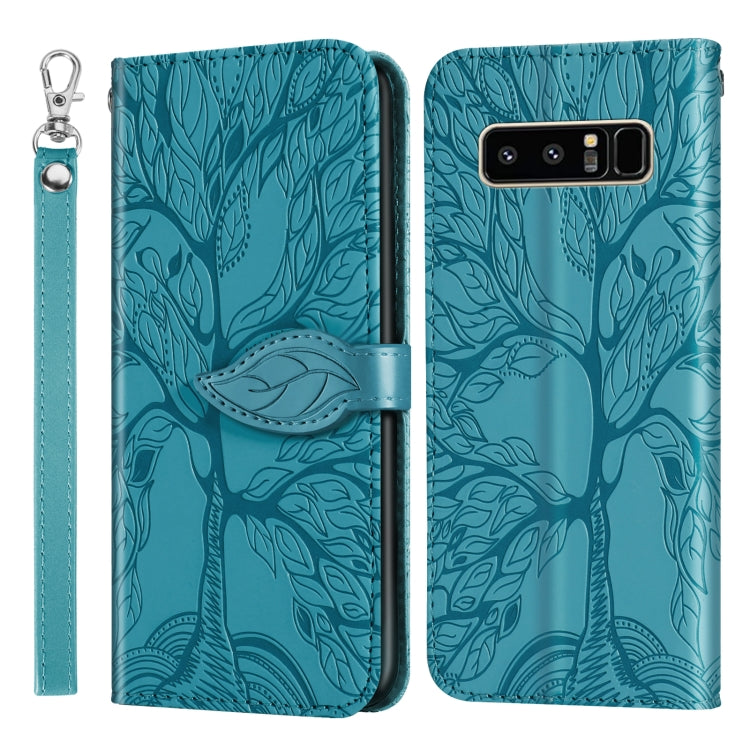 For Samsung Galaxy Note8 Life of Tree Embossing Pattern Horizontal Flip Leather Case with Holder & Card Slot & Wallet & Photo Frame & Lanyard(Lake Blue) by buy2fix