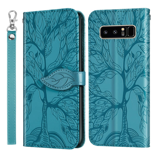 For Samsung Galaxy Note8 Life of Tree Embossing Pattern Horizontal Flip Leather Case with Holder & Card Slot & Wallet & Photo Frame & Lanyard(Lake Blue) by buy2fix