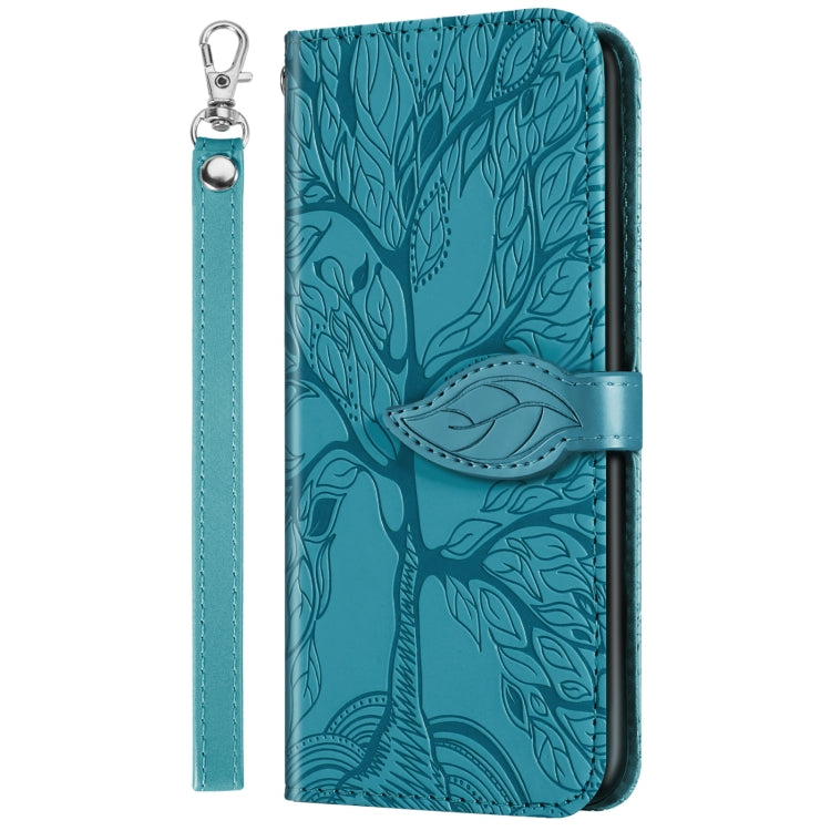 For Samsung Galaxy Note8 Life of Tree Embossing Pattern Horizontal Flip Leather Case with Holder & Card Slot & Wallet & Photo Frame & Lanyard(Lake Blue) by buy2fix