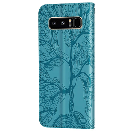 For Samsung Galaxy Note8 Life of Tree Embossing Pattern Horizontal Flip Leather Case with Holder & Card Slot & Wallet & Photo Frame & Lanyard(Lake Blue) by buy2fix