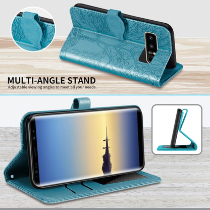 For Samsung Galaxy Note8 Life of Tree Embossing Pattern Horizontal Flip Leather Case with Holder & Card Slot & Wallet & Photo Frame & Lanyard(Lake Blue) by buy2fix
