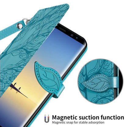 For Samsung Galaxy Note8 Life of Tree Embossing Pattern Horizontal Flip Leather Case with Holder & Card Slot & Wallet & Photo Frame & Lanyard(Lake Blue) by buy2fix