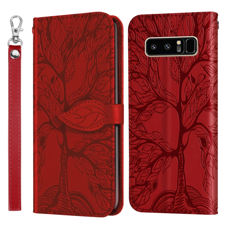 For Samsung Galaxy Note8 Life of Tree Embossing Pattern Horizontal Flip Leather Case with Holder & Card Slot & Wallet & Photo Frame & Lanyard(Red) by buy2fix