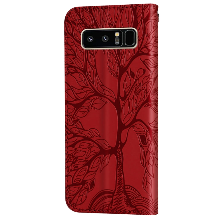 For Samsung Galaxy Note8 Life of Tree Embossing Pattern Horizontal Flip Leather Case with Holder & Card Slot & Wallet & Photo Frame & Lanyard(Red) by buy2fix