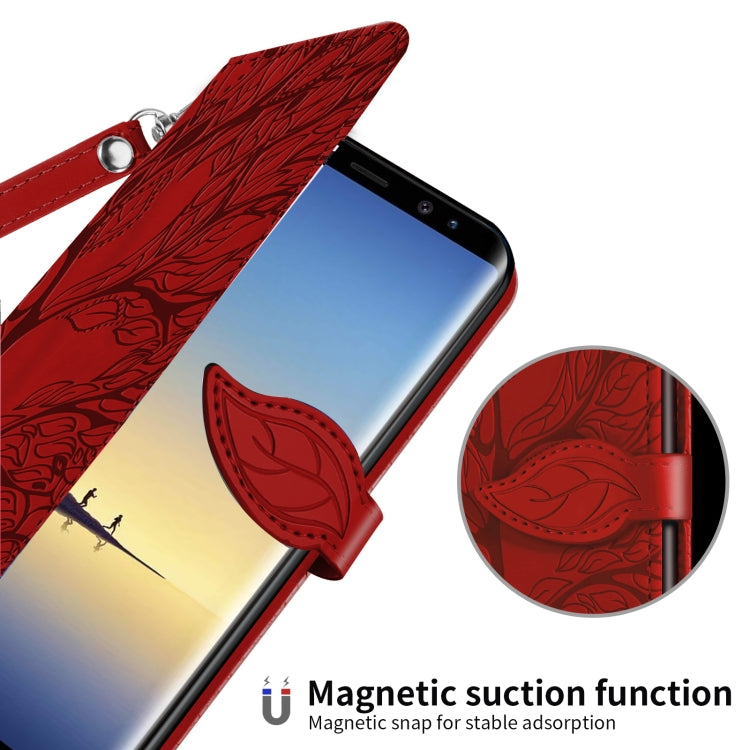 For Samsung Galaxy Note8 Life of Tree Embossing Pattern Horizontal Flip Leather Case with Holder & Card Slot & Wallet & Photo Frame & Lanyard(Red) by buy2fix