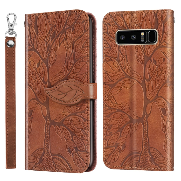 For Samsung Galaxy Note8 Life of Tree Embossing Pattern Horizontal Flip Leather Case with Holder & Card Slot & Wallet & Photo Frame & Lanyard(Brown) by buy2fix