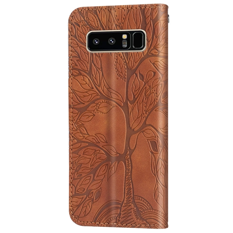 For Samsung Galaxy Note8 Life of Tree Embossing Pattern Horizontal Flip Leather Case with Holder & Card Slot & Wallet & Photo Frame & Lanyard(Brown) by buy2fix