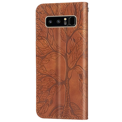 For Samsung Galaxy Note8 Life of Tree Embossing Pattern Horizontal Flip Leather Case with Holder & Card Slot & Wallet & Photo Frame & Lanyard(Brown) by buy2fix